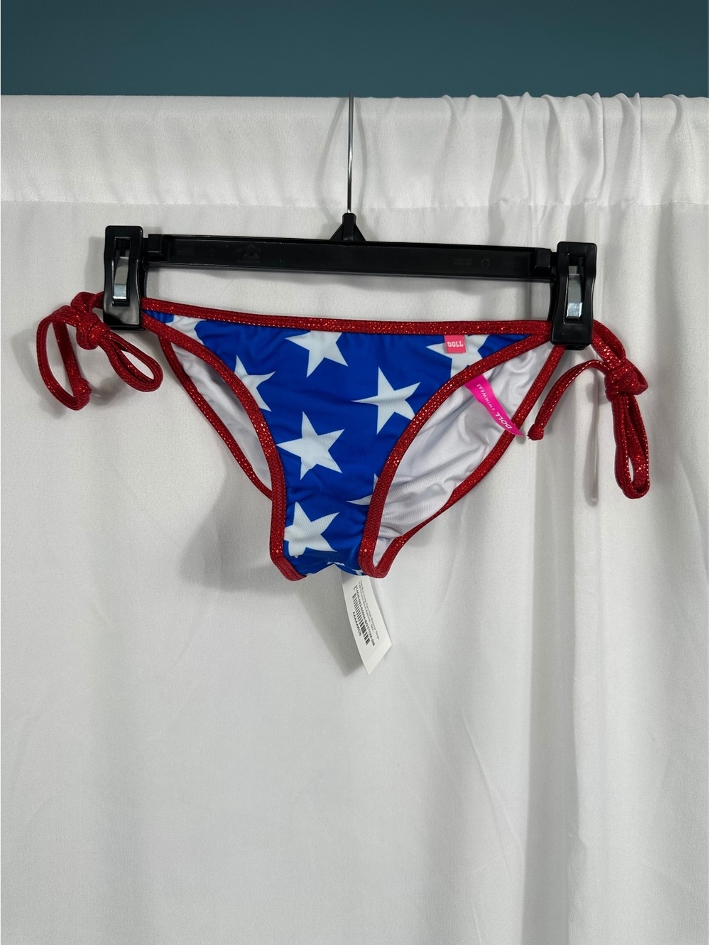 Doll and Company Flag Blue White Stars Red Shimmer Bikini Bottoms Size Small